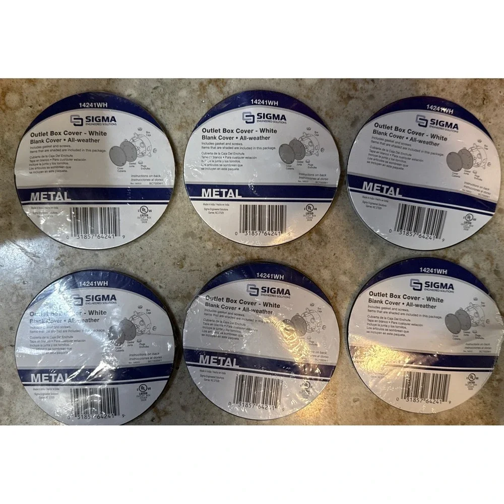 6 Sigma Electric Round Steel Flat Box Cover ‎ For Wet Locations